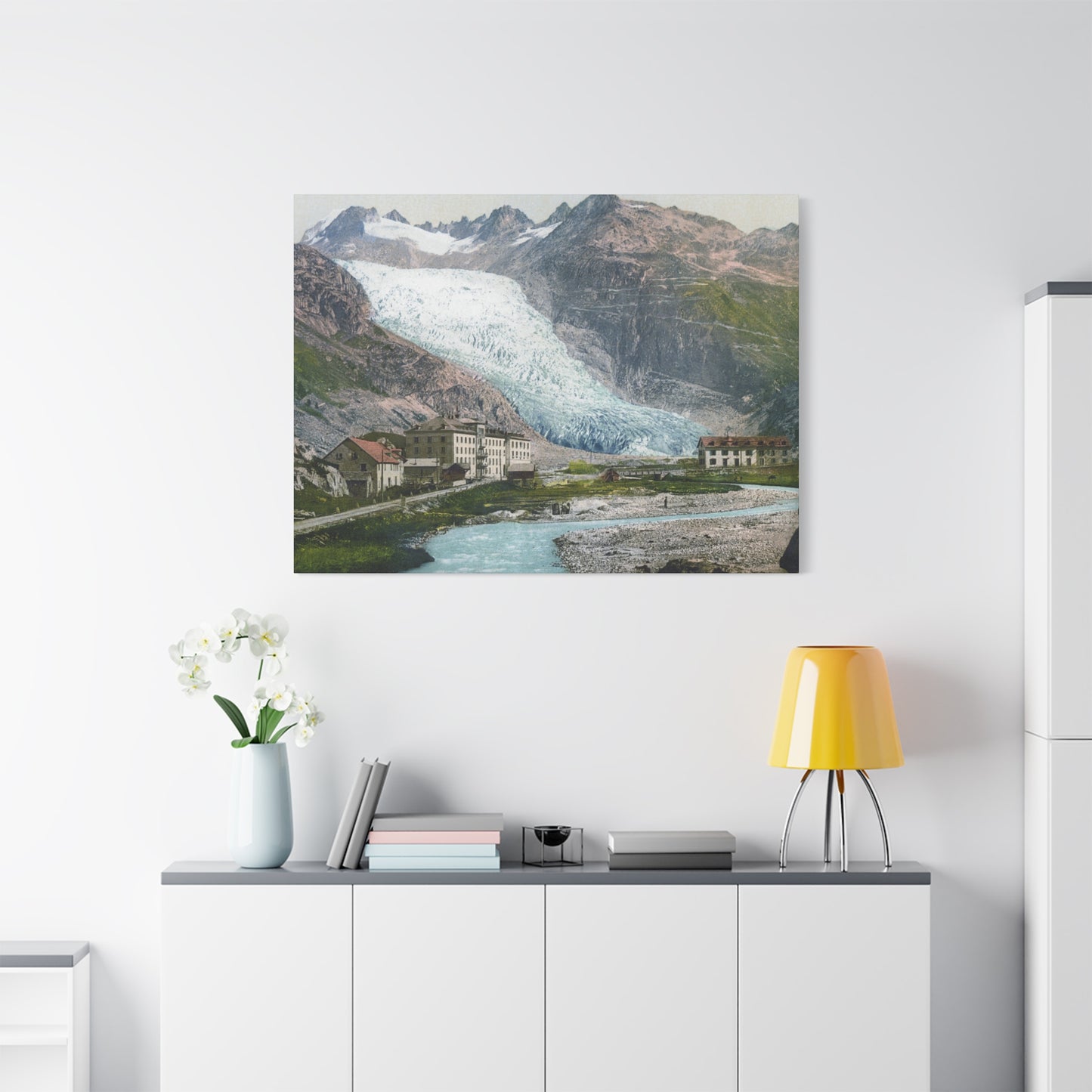 Glacier Village Matte Canvas Print