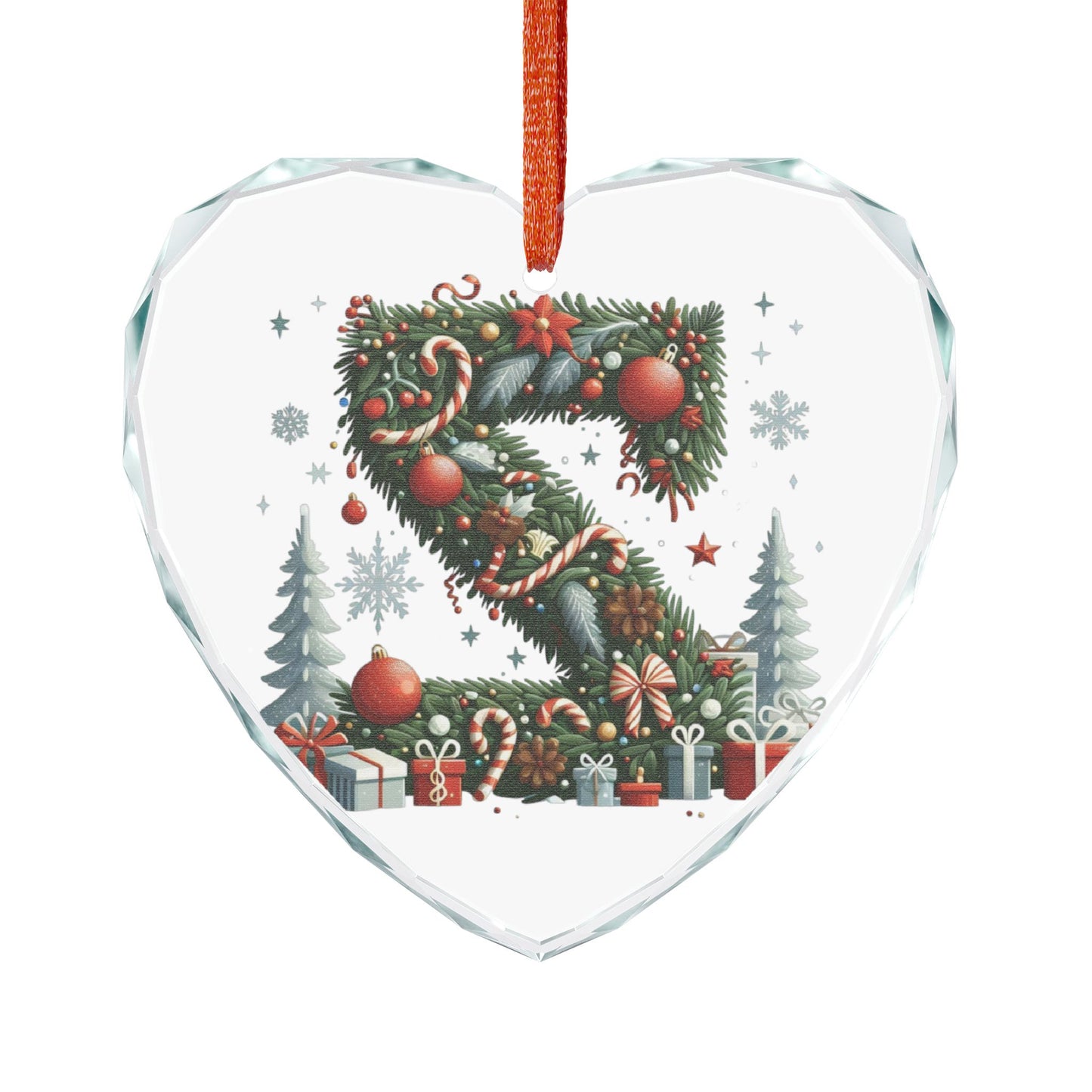 Heart Crystal Ornament — Festive Christmas Letter "Z" Holiday Tree Decoration