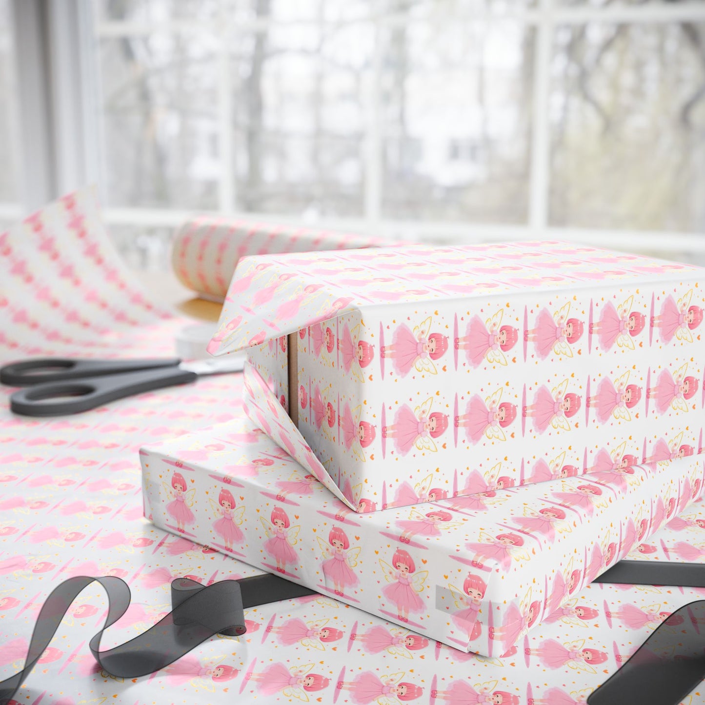Pink Heart Pattern Wrapping Paper Roll — Cute Valentine & Birthday Gift Wrap
