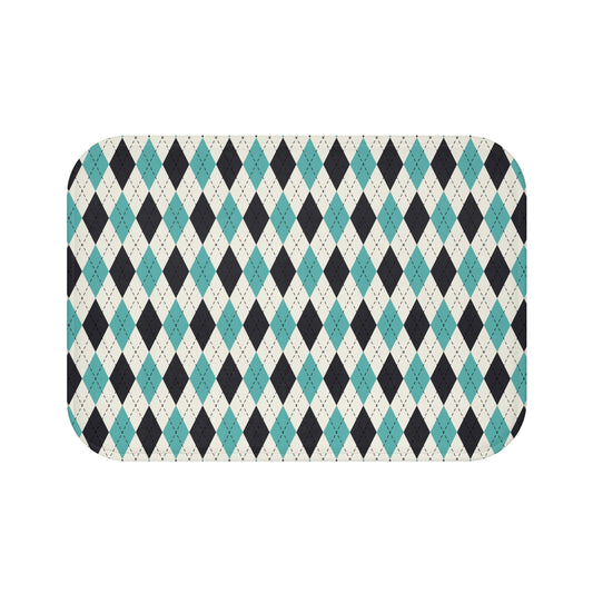 Stylish Argyle Bath Mat | Modern Bathroom Decor, Soft Floor Mat for Comfort, Housewarming Gift, Unique Home Accessory