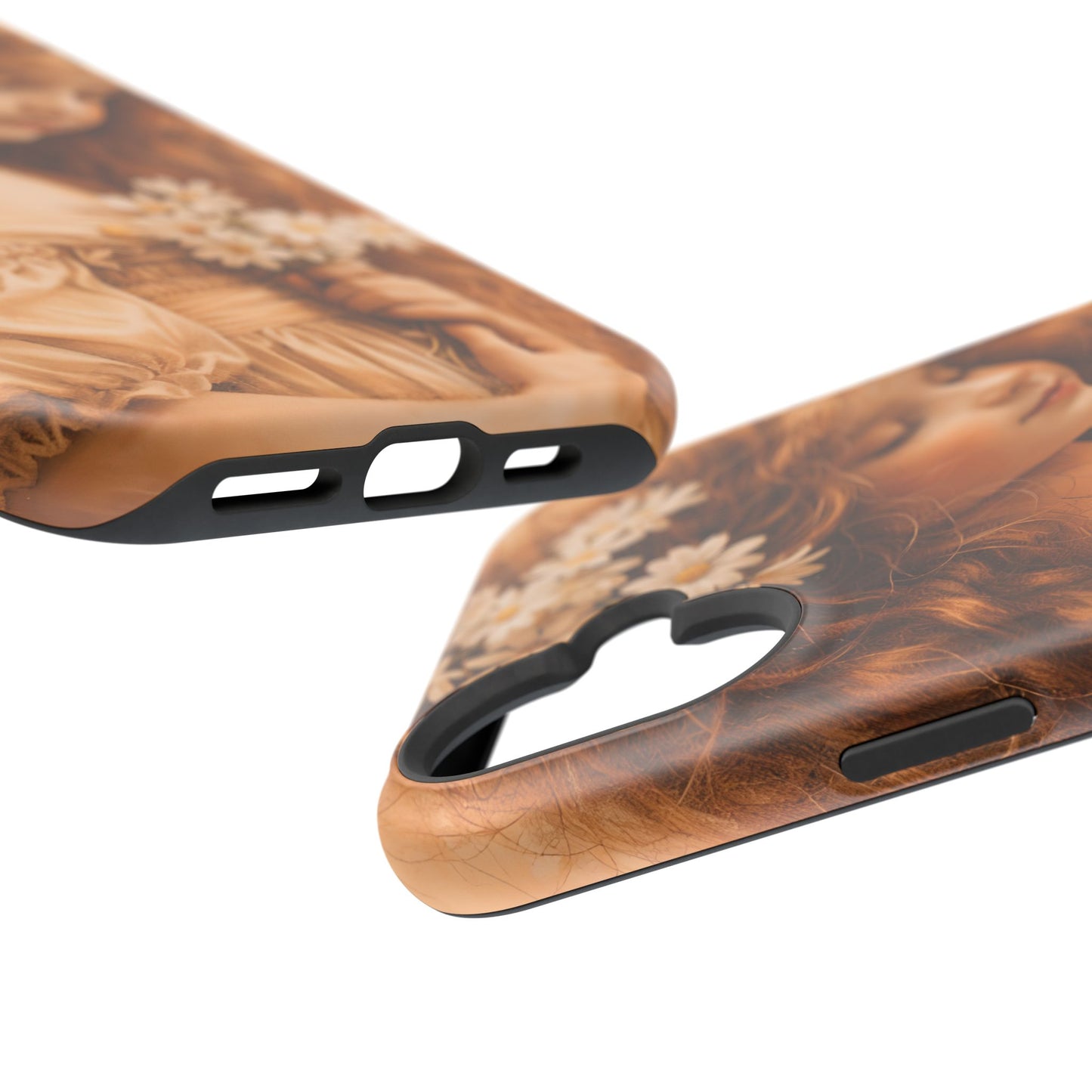 Vintage Floral Girl Magnetic Impact Phone Case — Protective iPhone Cover with Sepia Art