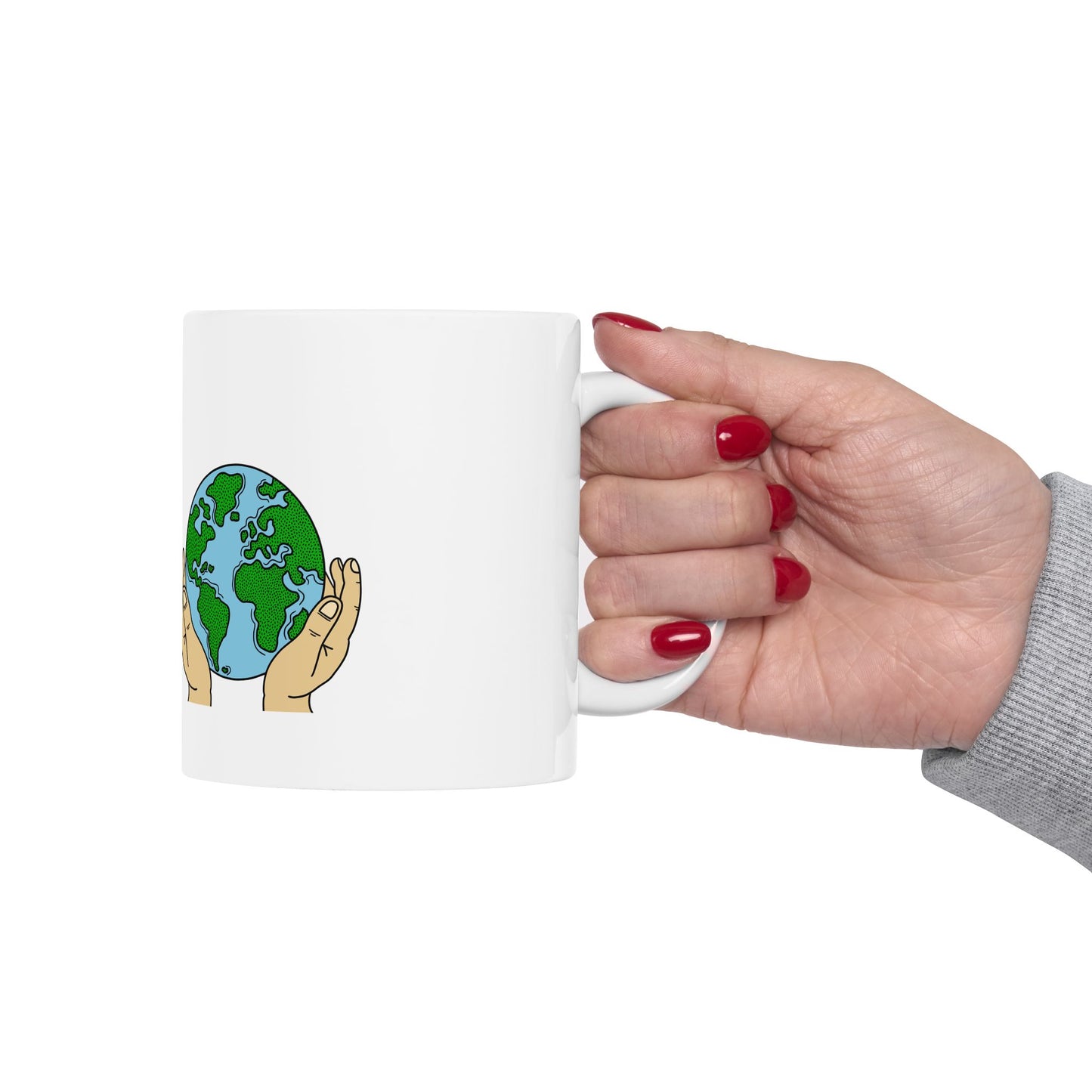 Save Your Mother Earth Ceramic Mug – Eco-Friendly Earth Illustration (11oz, 15oz)