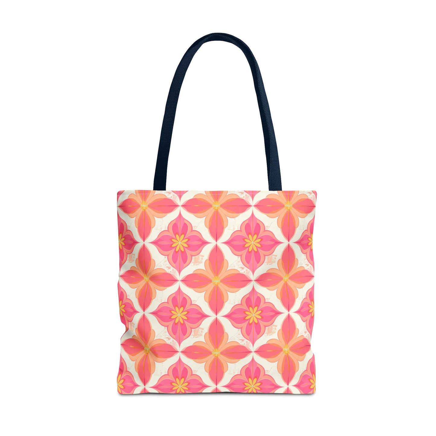 Pink Floral Geometric Tote Bag —  Reusable Shopper