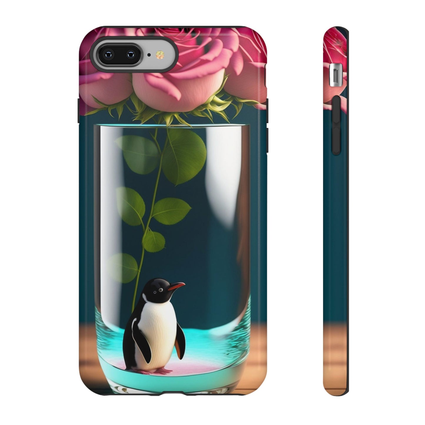 Penguin in a Glass Floral Tough Phone Case — Cute Protective Phone Cover