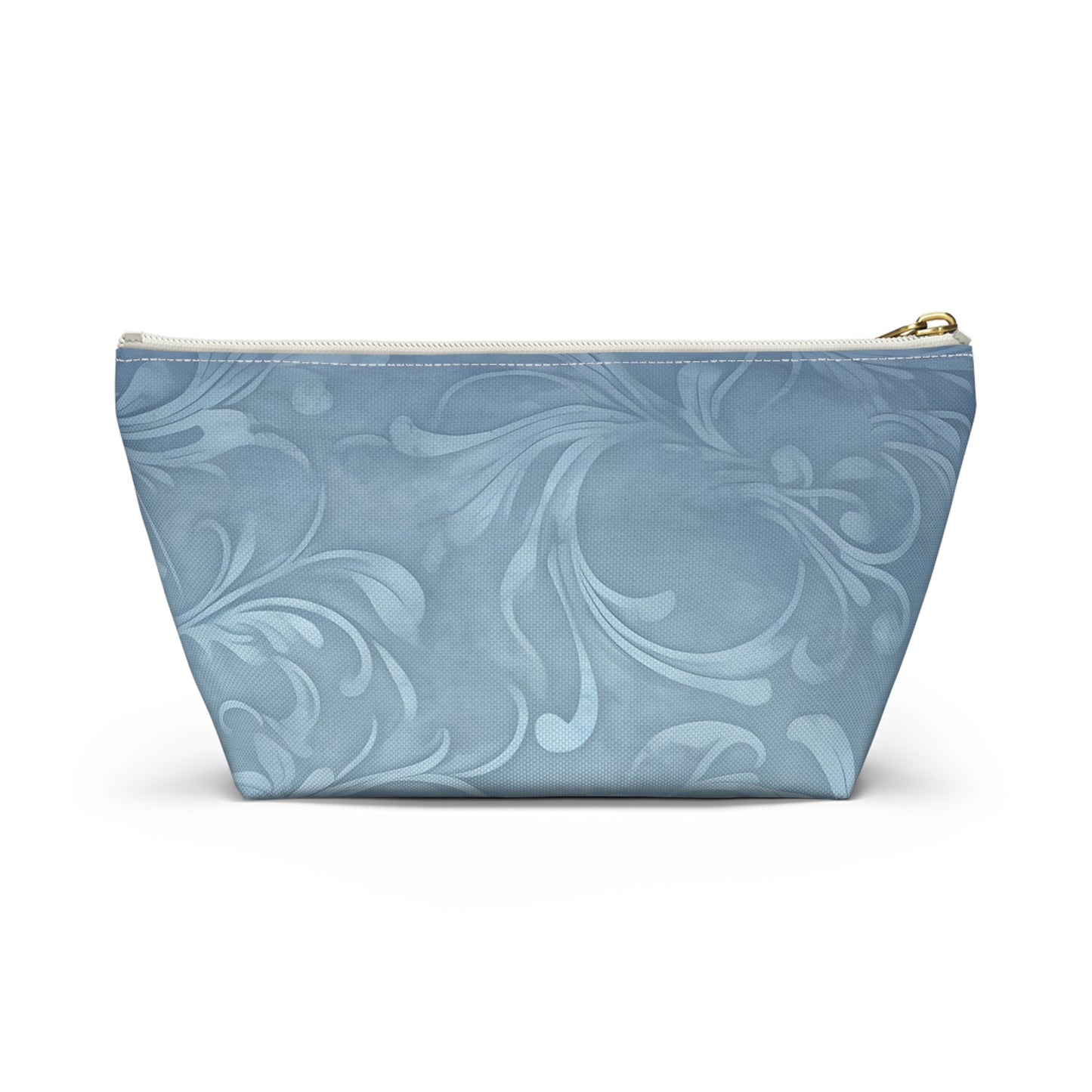 Blue Floral Swirl Accessory Pouch — T-Bottom Makeup & Travel Zip Bag