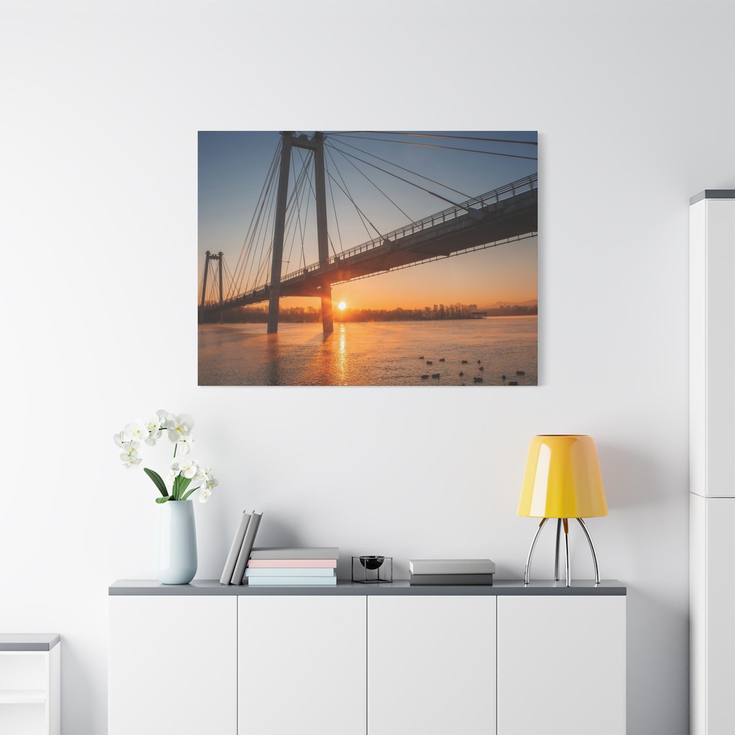 Sunrise Bridge Canvas Wall Art — Matte Stretched Canvas