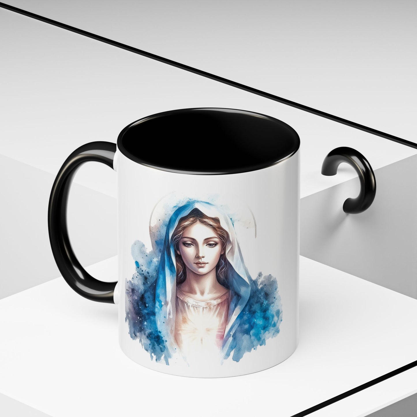 Serene Virgin Mary Coffee Mug - Spiritual Inspiration, Gift for Faith Lovers, Home Decor, Mother's Day, Religious Art