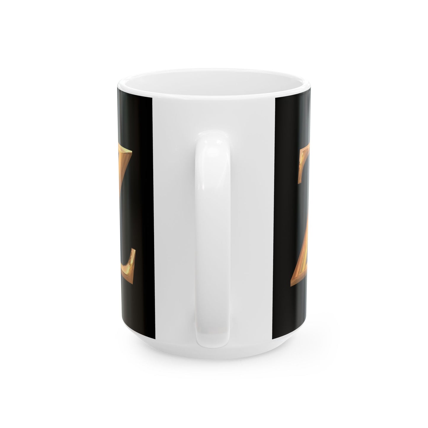 Monogram 'Z' Red Gold Heart Ceramic Mug – Personalized Initial Coffee Cup (11oz, 15oz)