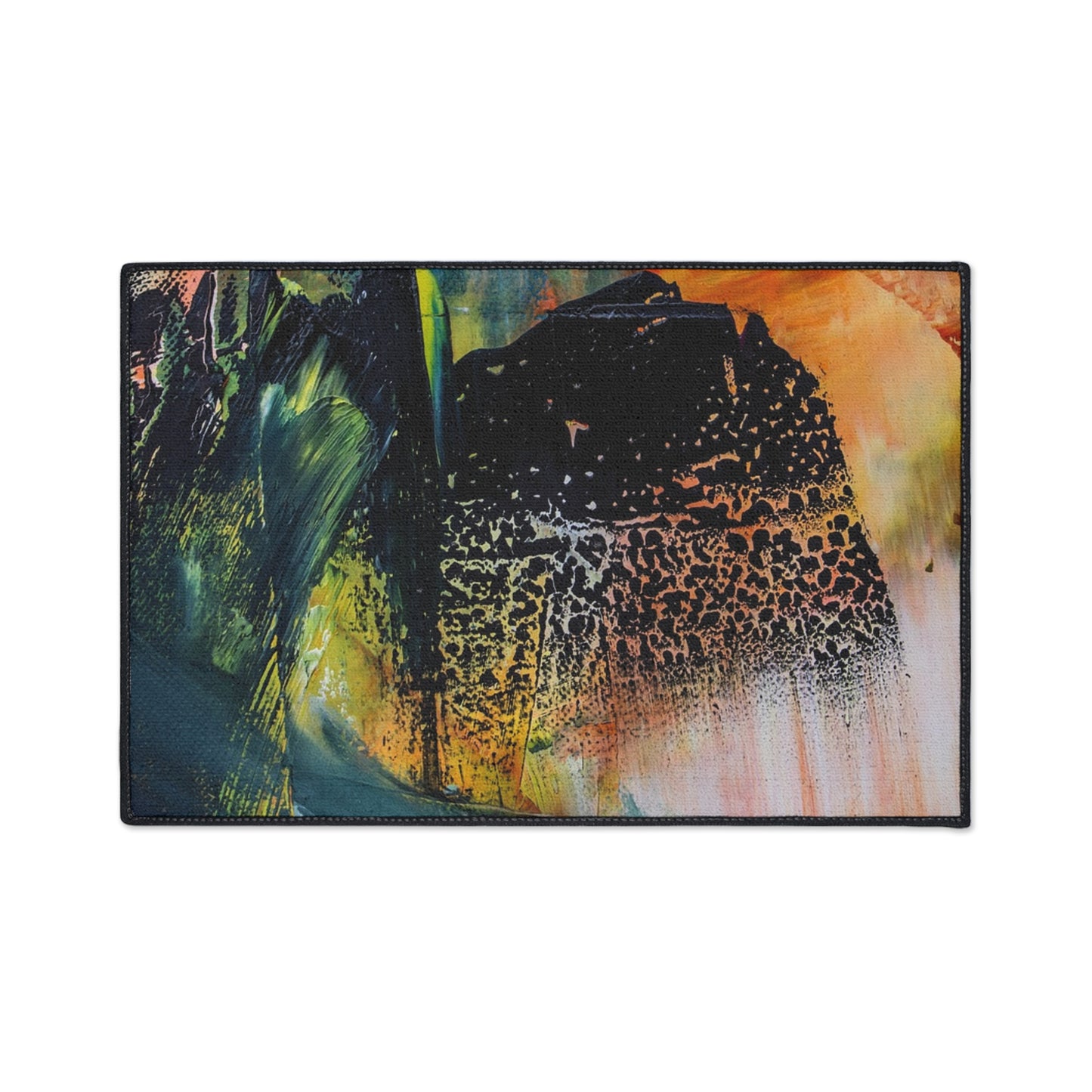 Abstract Art Heavy-Duty Floor Mat — Vibrant Brushstroke Entry Rug