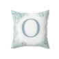 Monogram O Floral Throw Pillow — Soft Pastel Decorative Square Accent Cushion