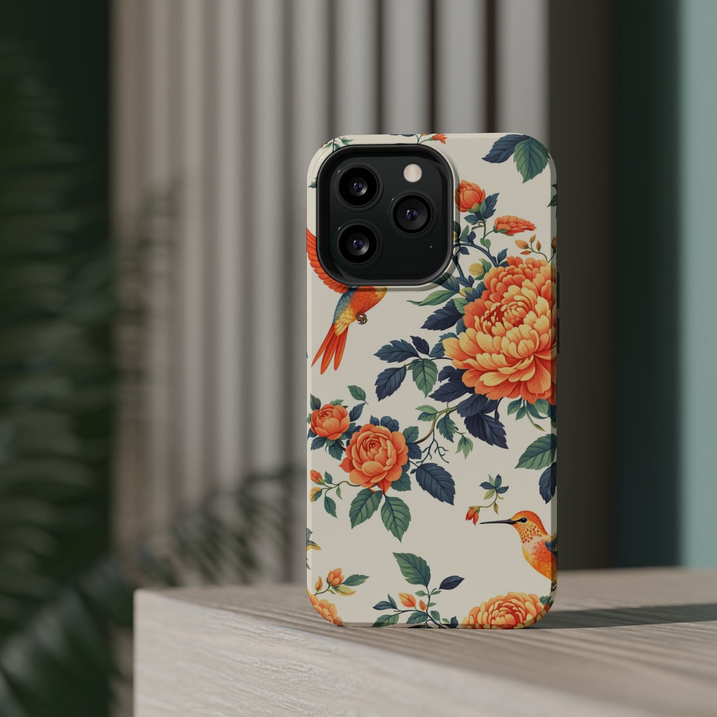 Floral Hummingbird Magnetic Phone Case — Impact-Resistant Protective Cover