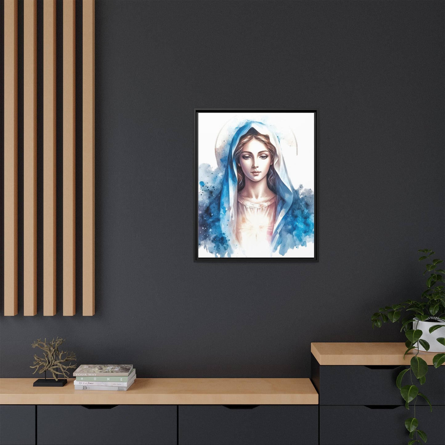 Framed Canvas Art Print, Spiritual Decor, Religious Artwork, Wall Decor, Gift for Faith, Elegant Home Decoration