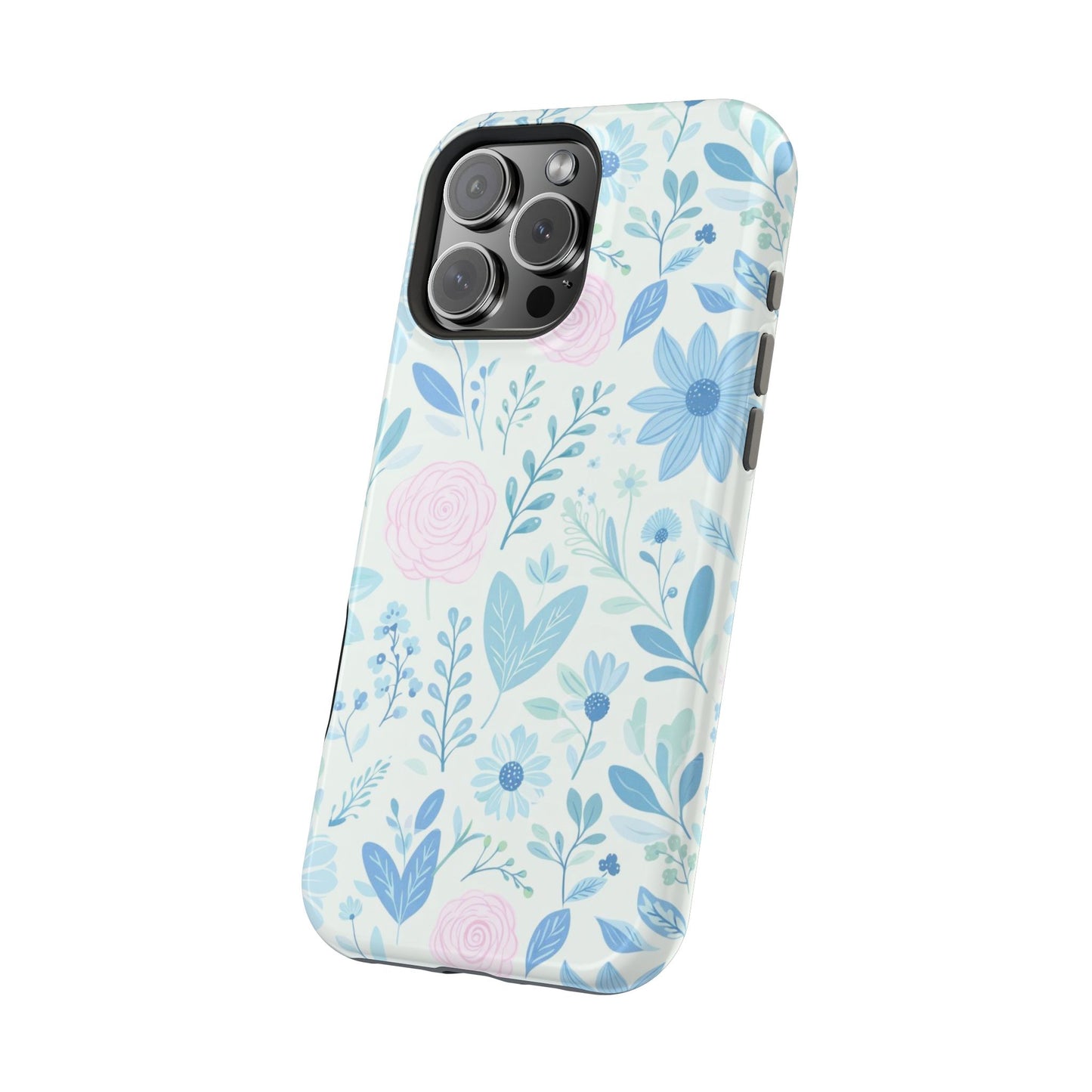 Floral Pastel Magnetic Impact Phone Case — Blue & Pink Botanical Design