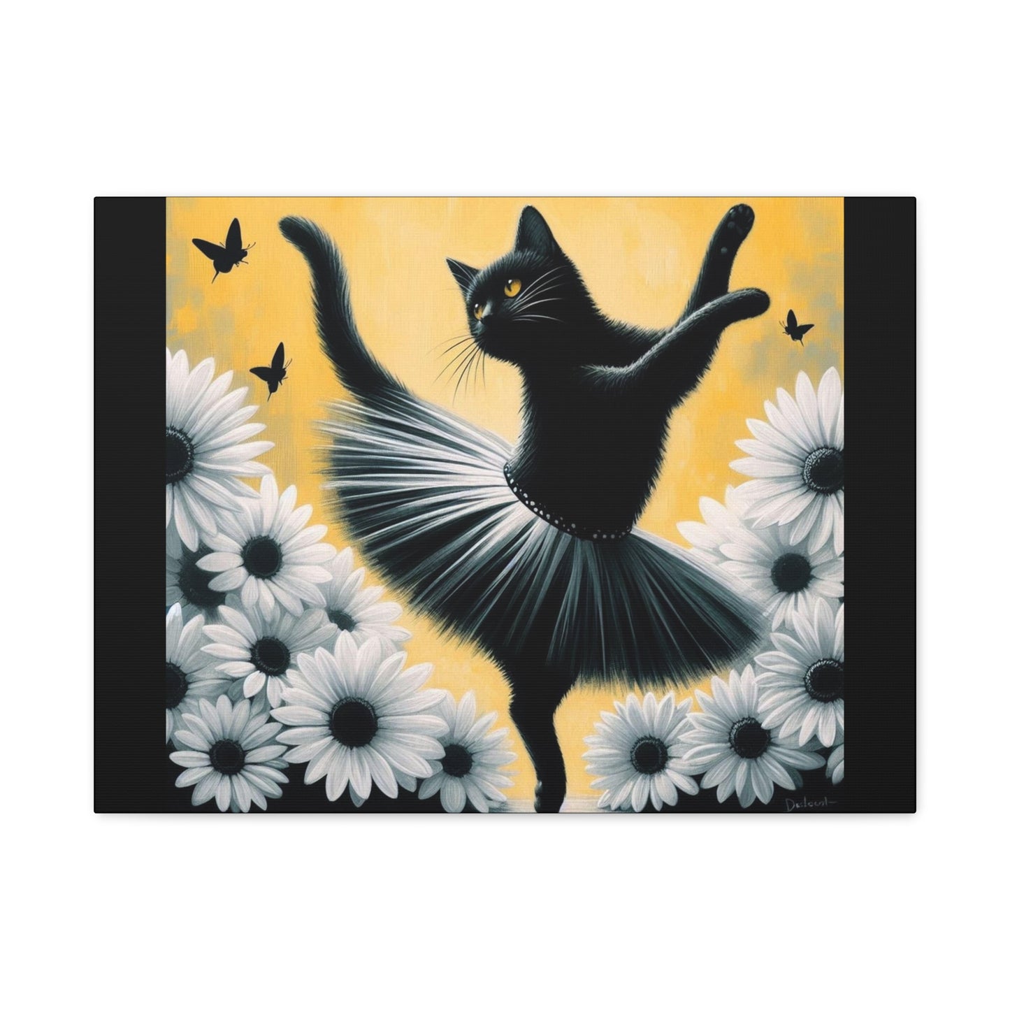 Ballet Black Cat Canvas Print — Whimsical Cat Ballerina Wall Art
