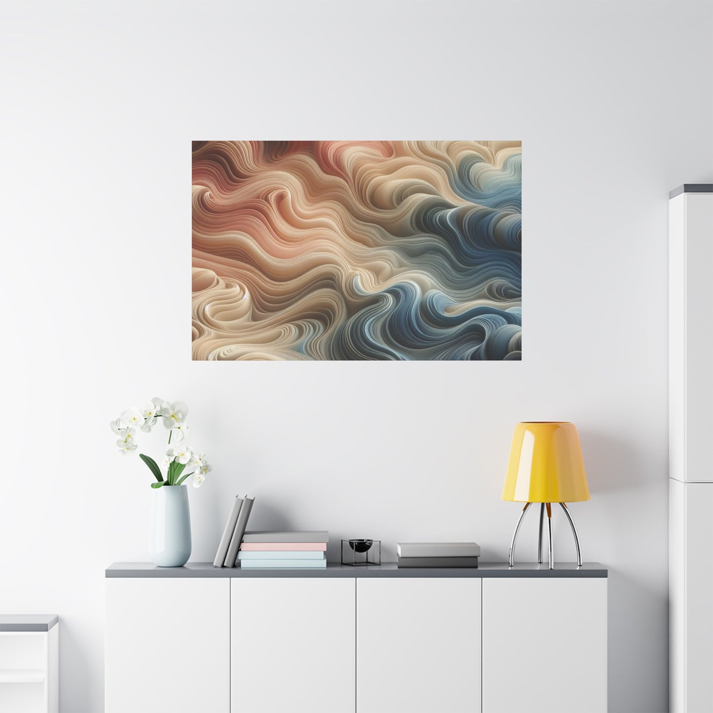 Abstract Swirl Matte Canvas Wall Art — Fluid Earth Tones, Stretched 1.25"