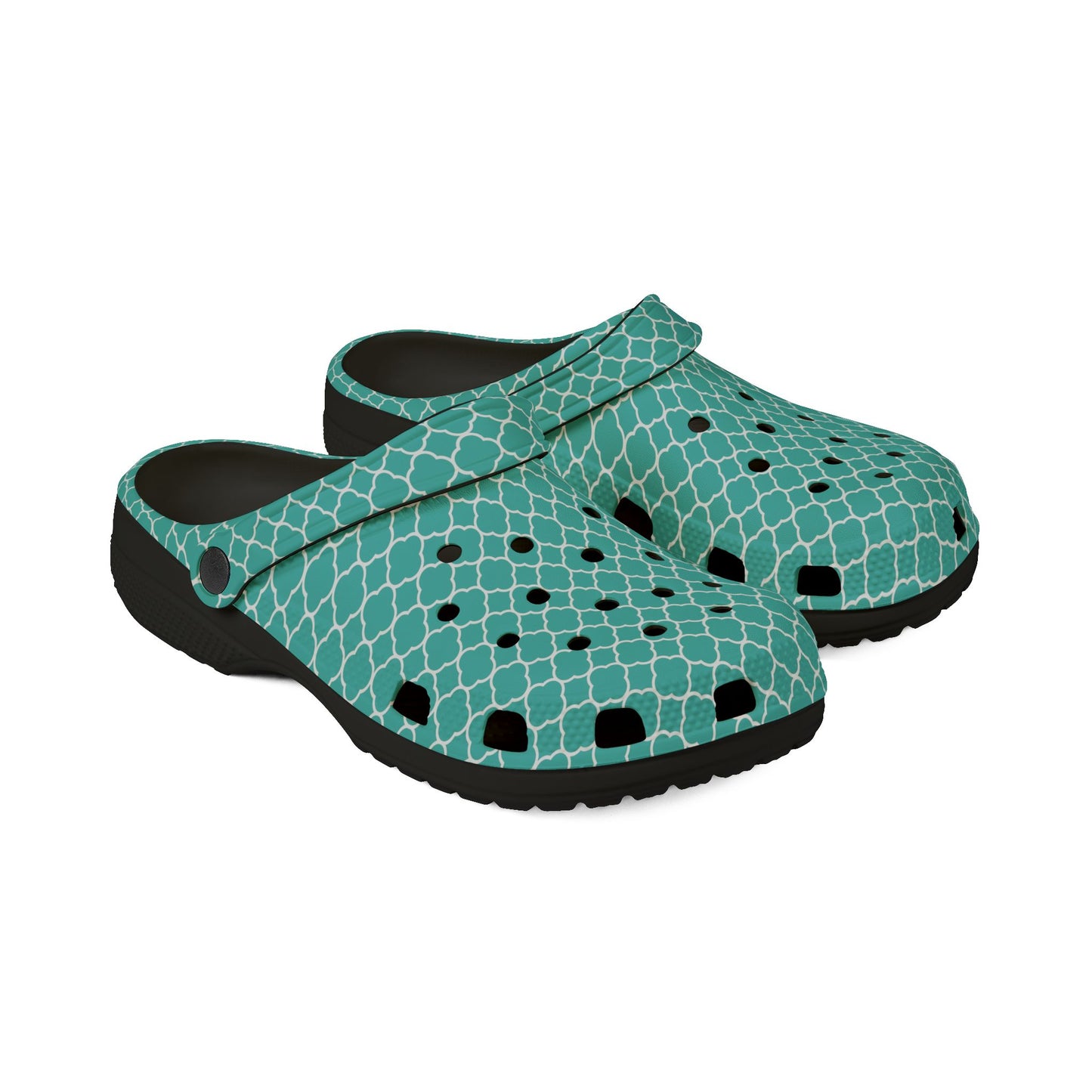 Aqua Tile Pattern EVA Clogs — Lightweight Casual Slip-On Shoes