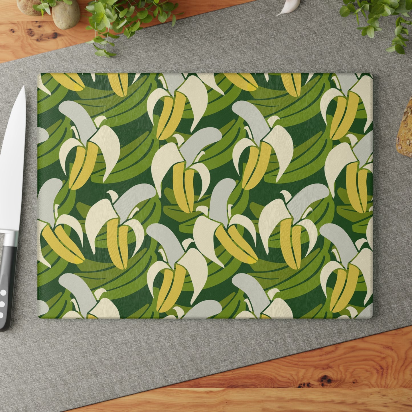 Banana Leaf Glass Cutting Board - Kitchen Decor