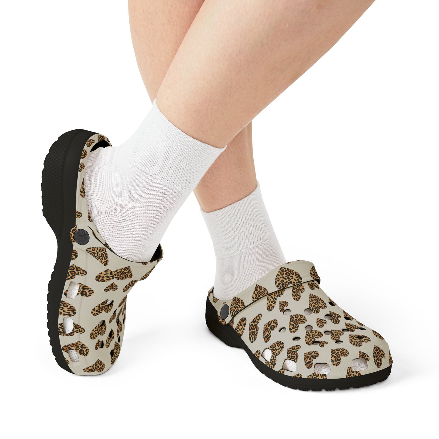 Leopard Heart EVA Clogs — Comfortable Leopard-Print Foam Shoes