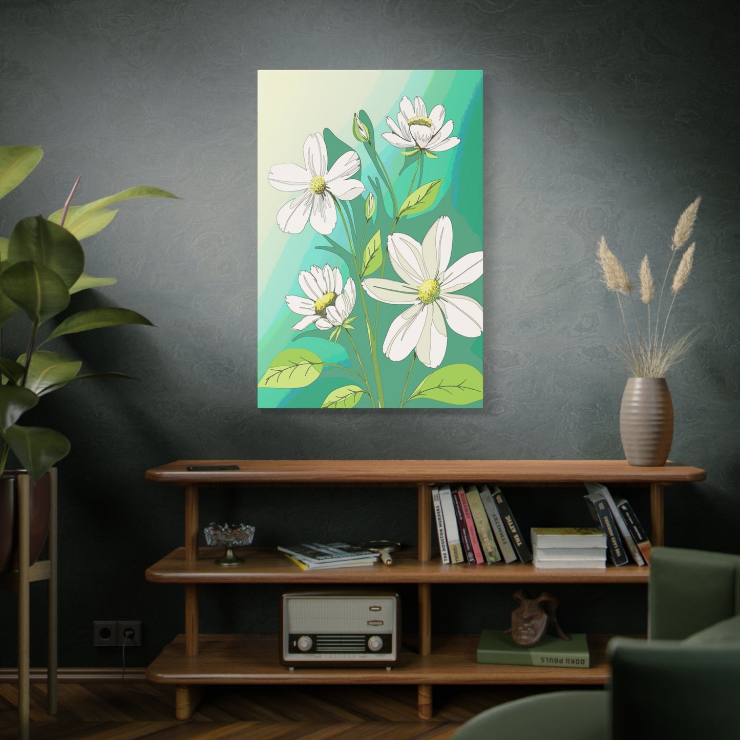Matte Canvas, Stretched, 1.25" White Flowers