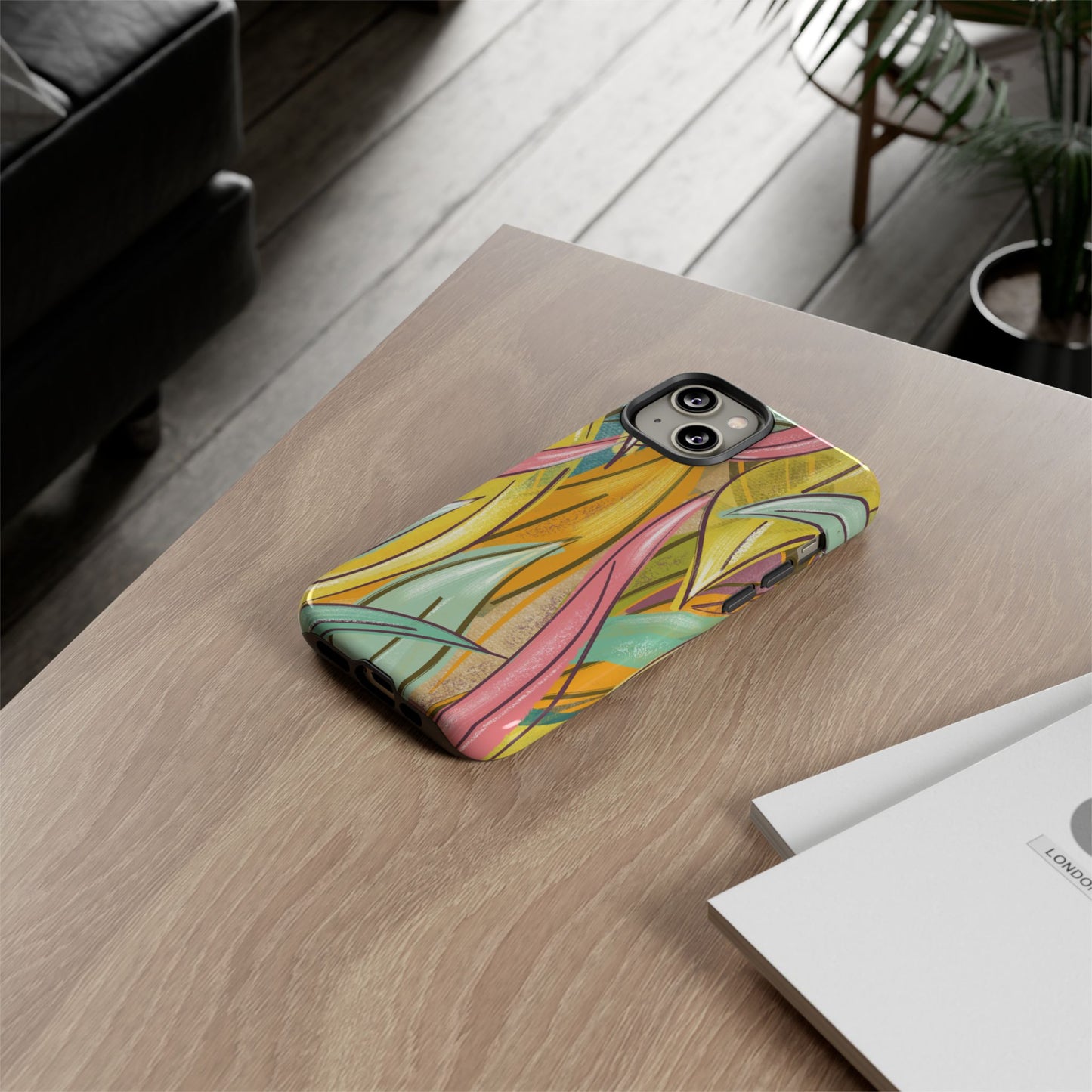 Vibrant Phone Case with Colorful Leaf Design, Tough Cases for Nature Lovers, Eco-Friendly Gift, Summer Vibes, Floral Phone Cover