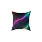 Neon Aurora Abstract Square Pillow — Vibrant Cosmic Decorative Throw Pillow