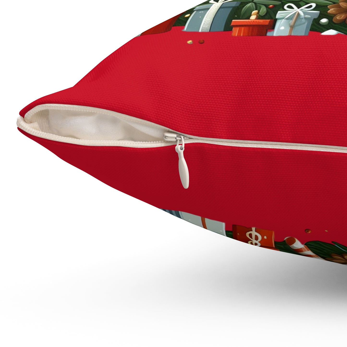 Christmas Wreath 'Z' Holiday Throw Pillow – Festive Red Decorative Cushion