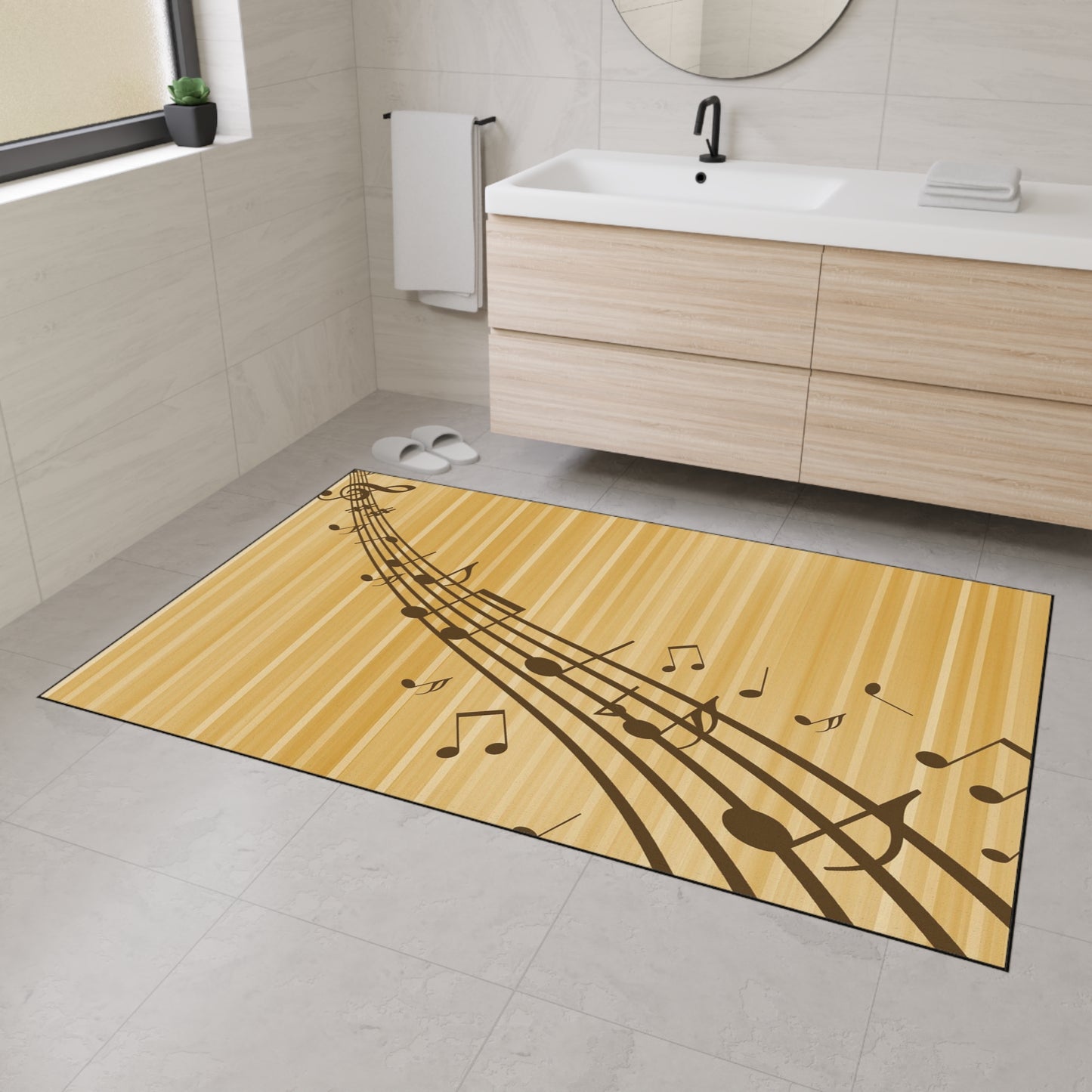 Music Notes Heavy-Duty Floor Mat — Non-Slip Musical Entry/Studio Rug