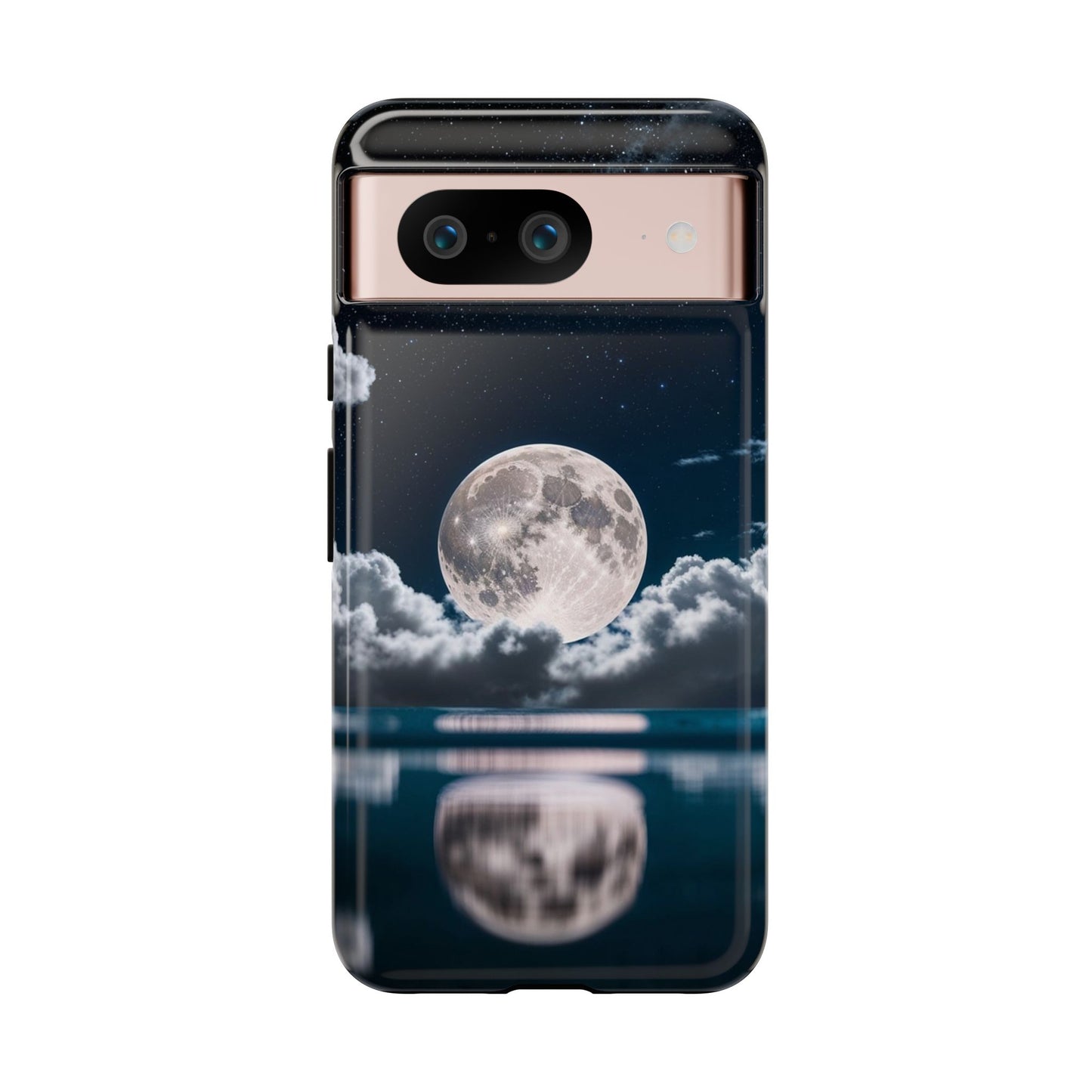 Moonlit Reflection Phone Case — Night Sky Moon & Clouds Tough Case