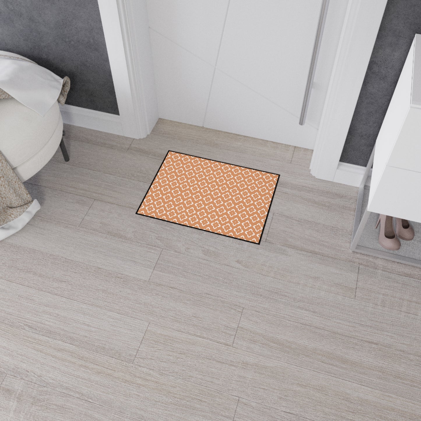 Heavy-Duty Floor Mat — Terracotta Moroccan Tile Pattern, Non-Slip Entry Rug