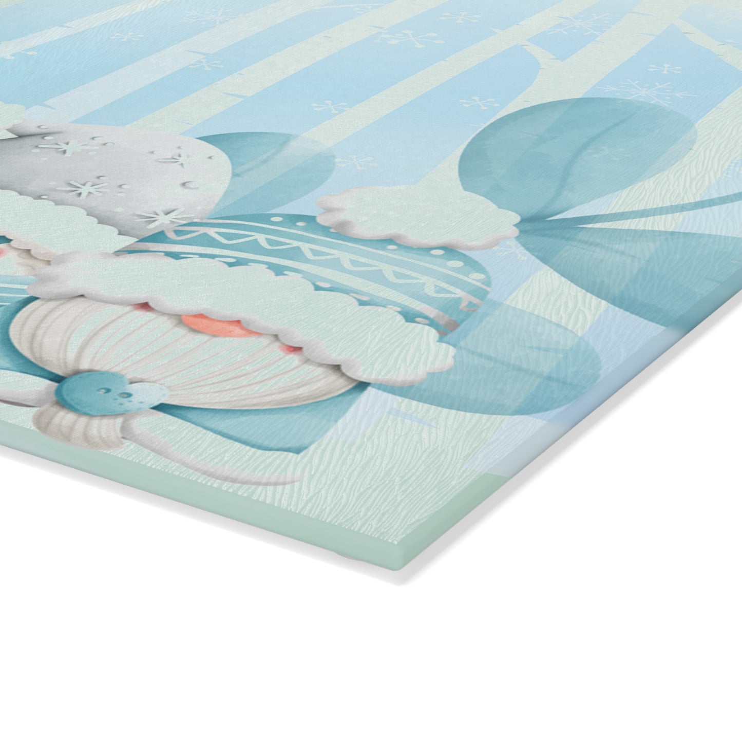 Winter Gnome Glass Cutting Board - Cute Nordic Holiday Kitchen Decor