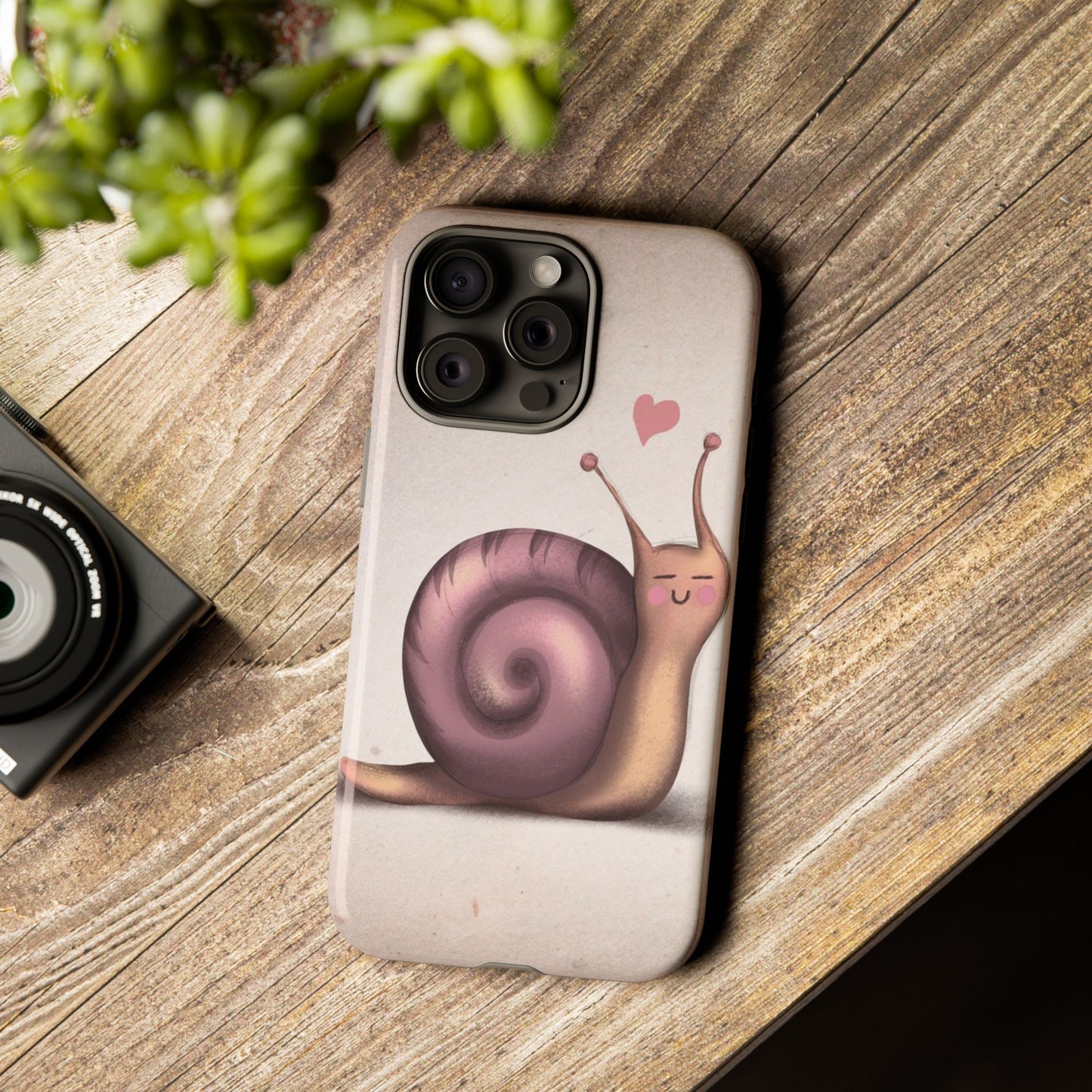 Cute Snail Phone Case — Pink Heart Cartoon Protective iPhone Cover
