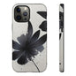 Monochrome Floral Tough Phone Case — Black Ink Flower Protective Cover