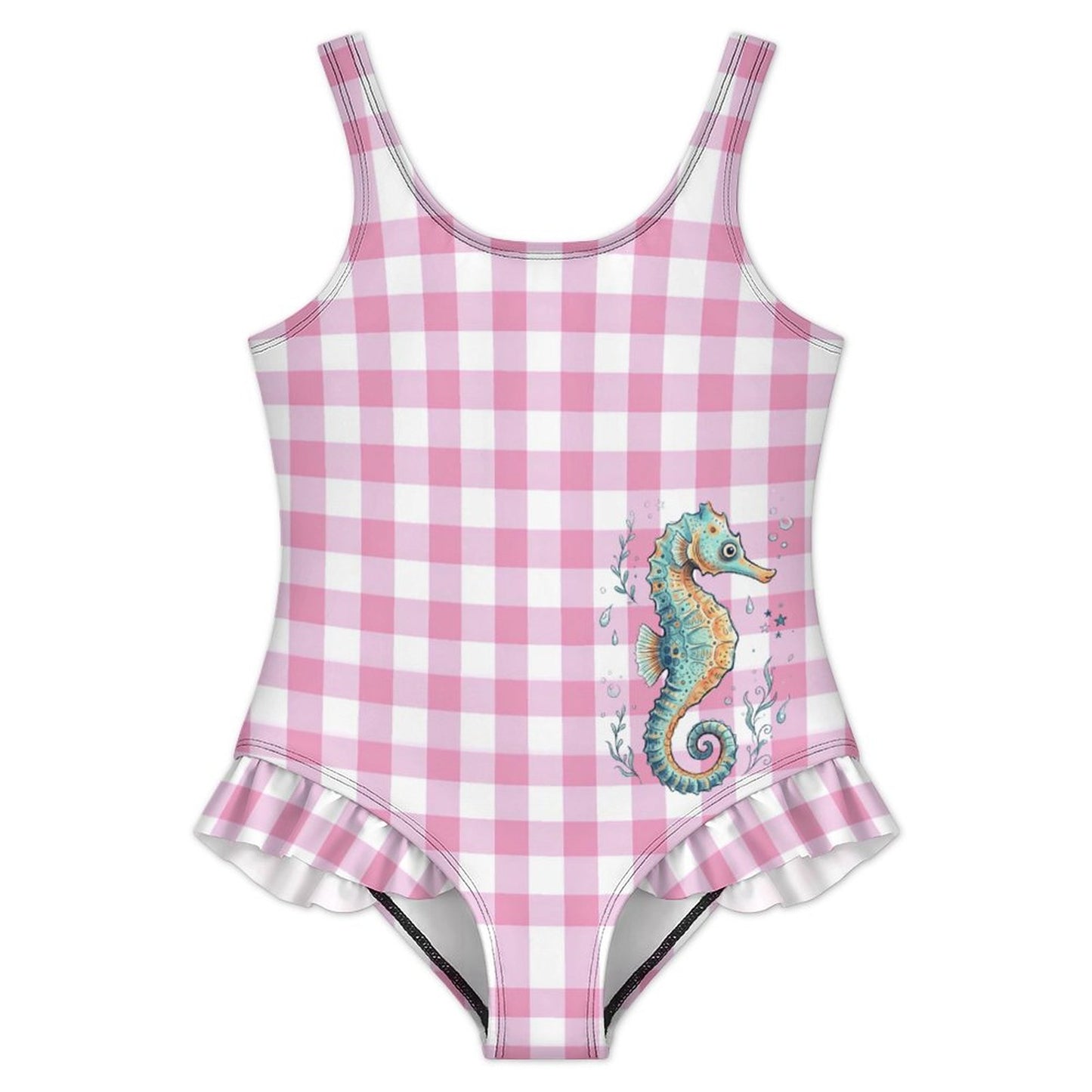 Girls Ruffle Trim One Piece Swimwear