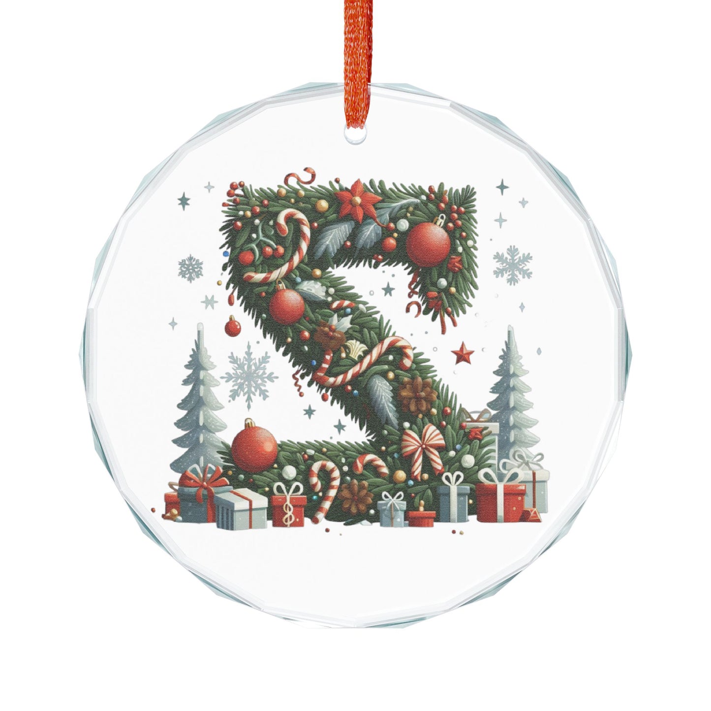 Heart Crystal Ornament — Festive Christmas Letter "Z" Holiday Tree Decoration