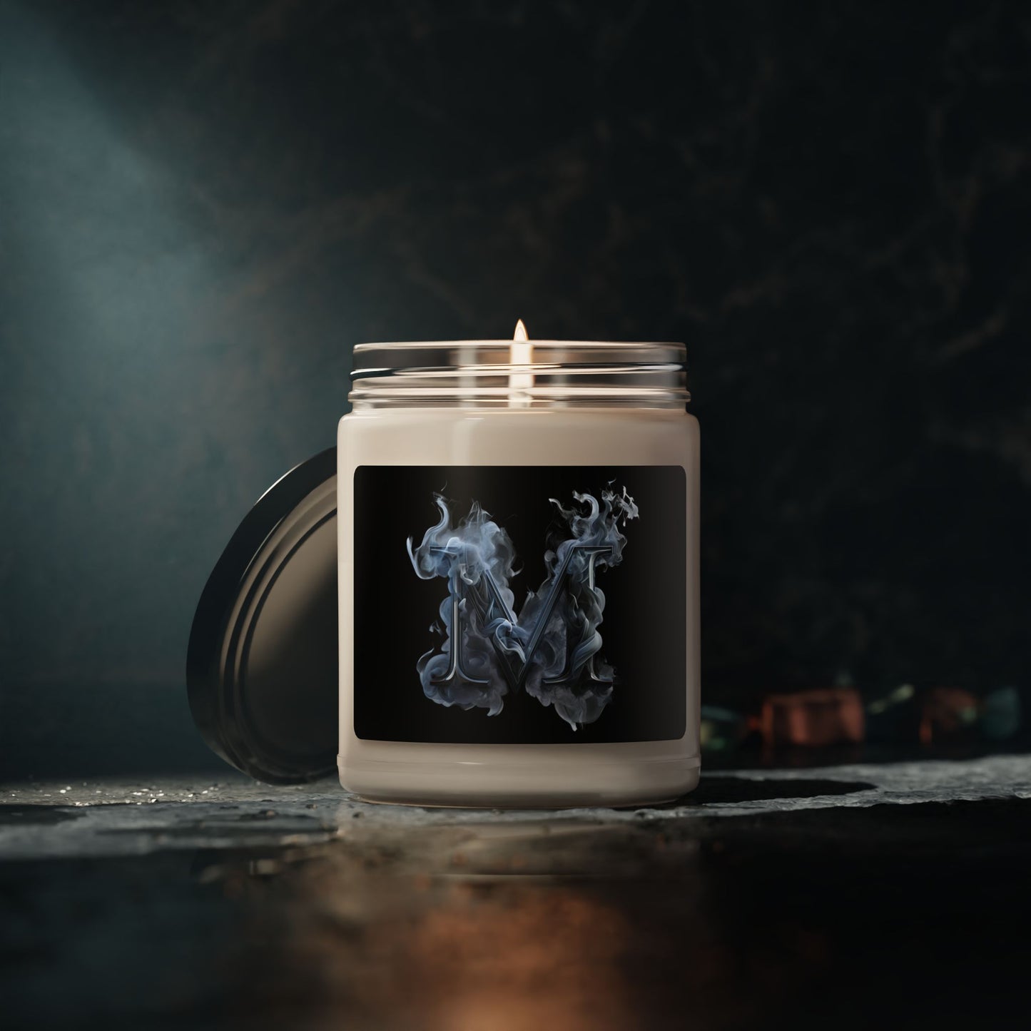 Monogram Smoke 'M' Soy Candle – 9oz Scented Jar, Moody Home Fragrance Gift