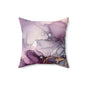 Purple Marble Accent Pillow — Abstract Ink & Gold Veining Decorative Throw Pillow