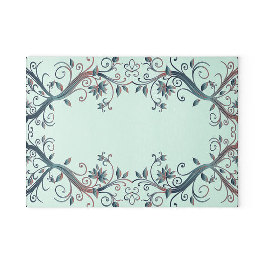 Floral Vine Glass Cutting Board — Mint Decorative Kitchen Chopping Board