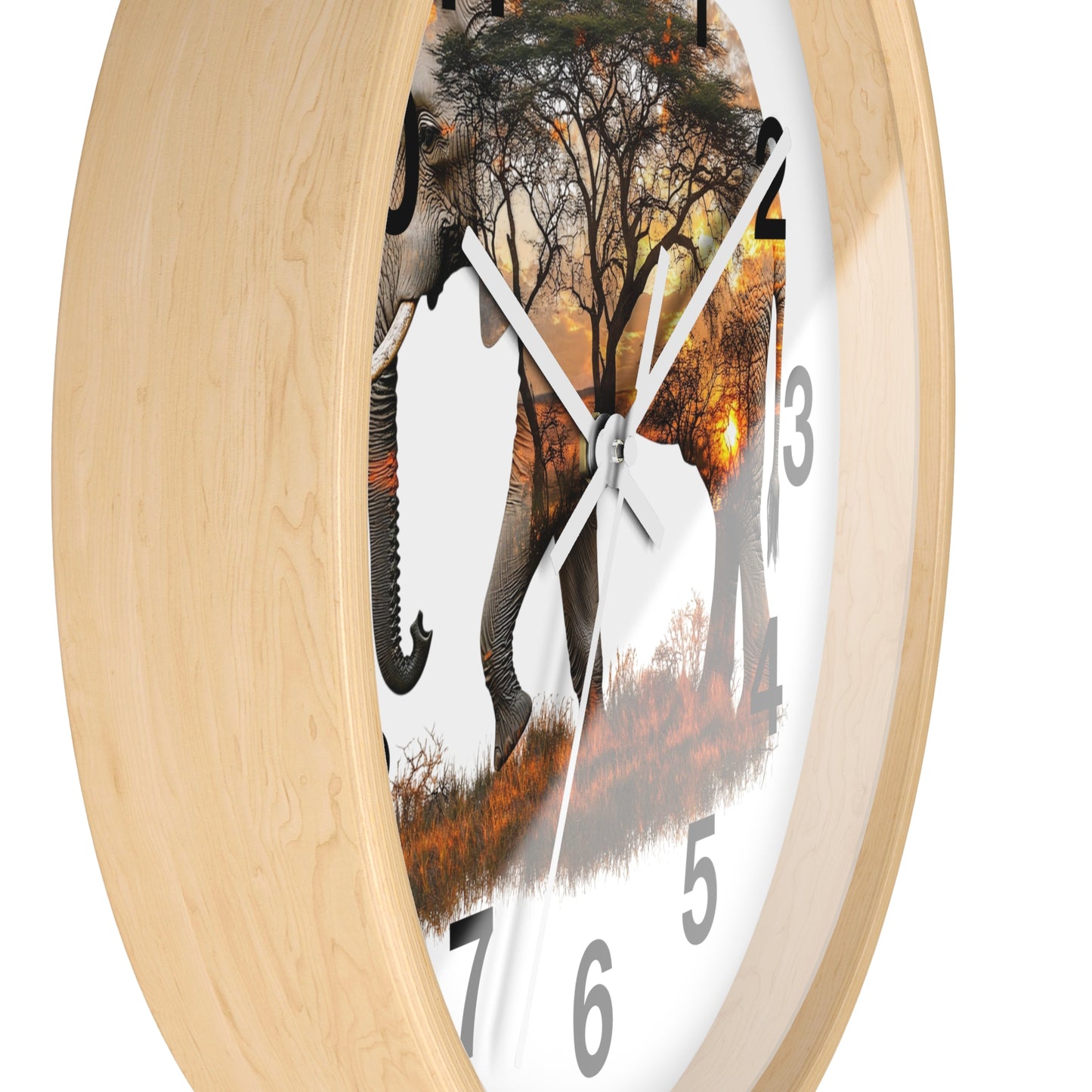 Elephant Sunset Wall Clock