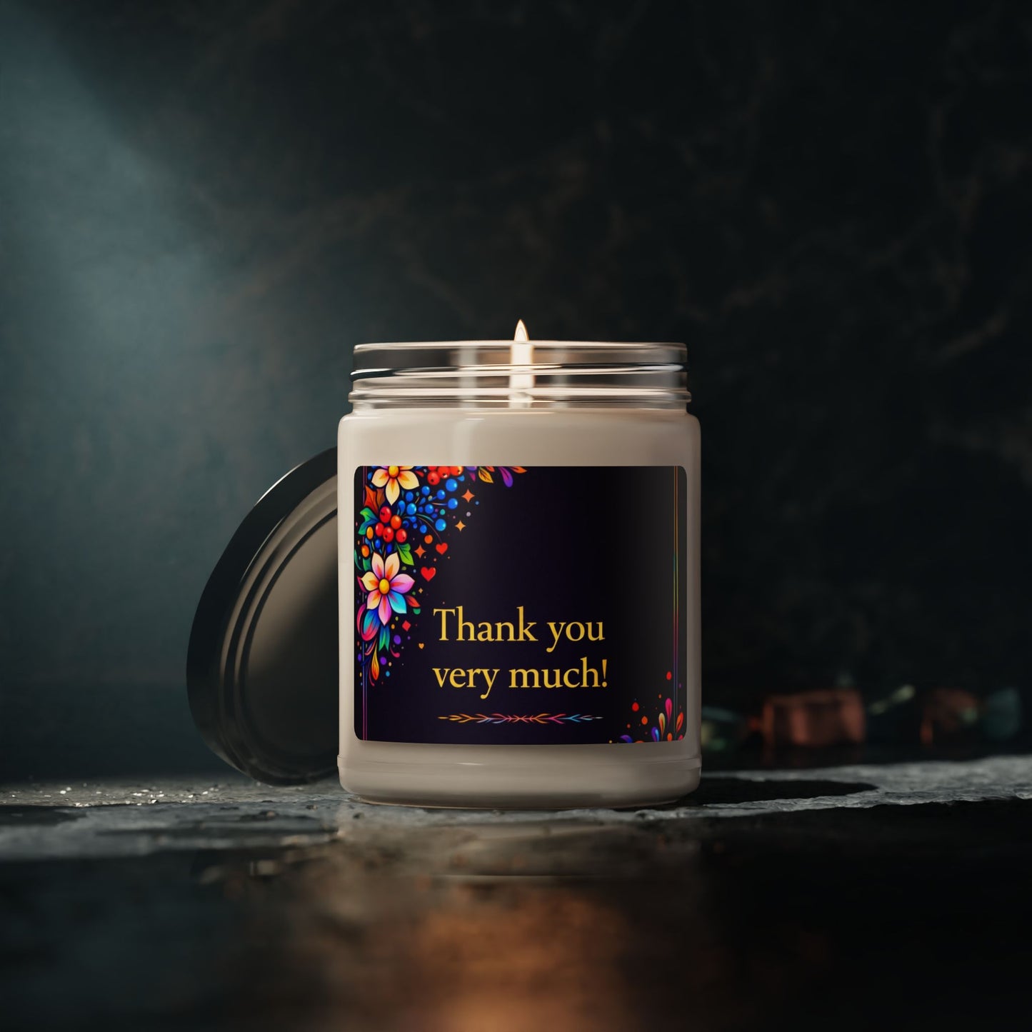 Thank You Very Much Scented Candle — Floral Thank-You Gift Jar (9 oz)