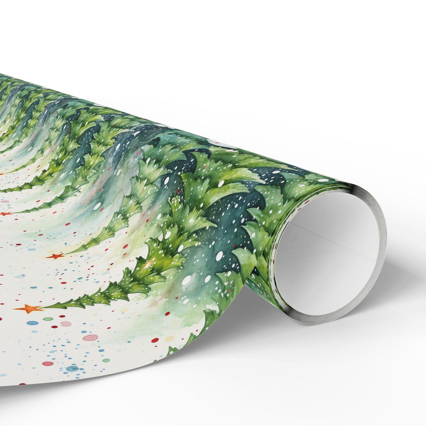 Holiday Christmas Tree Wrapping Paper Roll — Festive Green Pine Pattern for Gifts