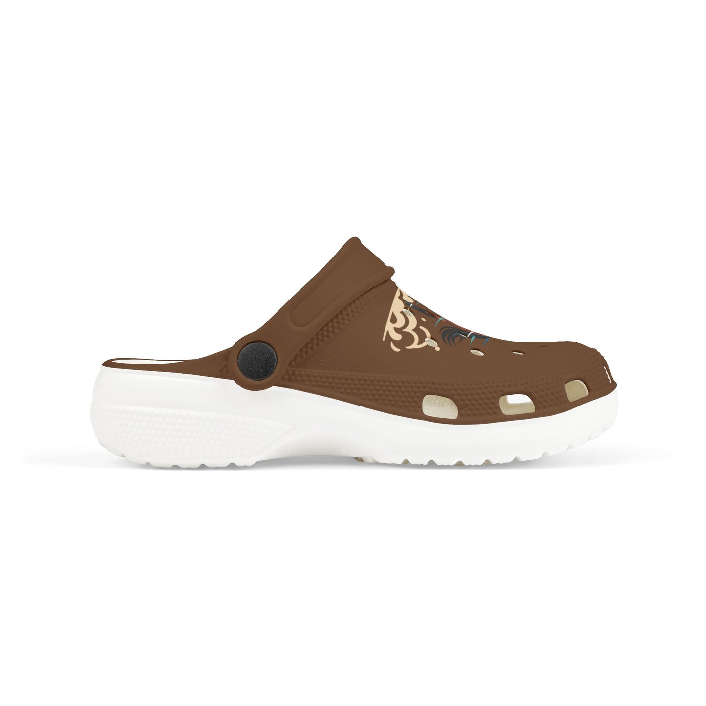Kids Horse Print Foam Clogs — Brown EVA Slip-On Sandals for Children