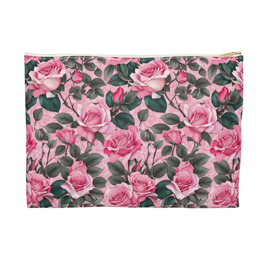 Floral Accessory Pouch - Perfect for Travel, Makeup, and Organizing, Gifts for Her, Bridal Accessories, Rose Pattern Clutch