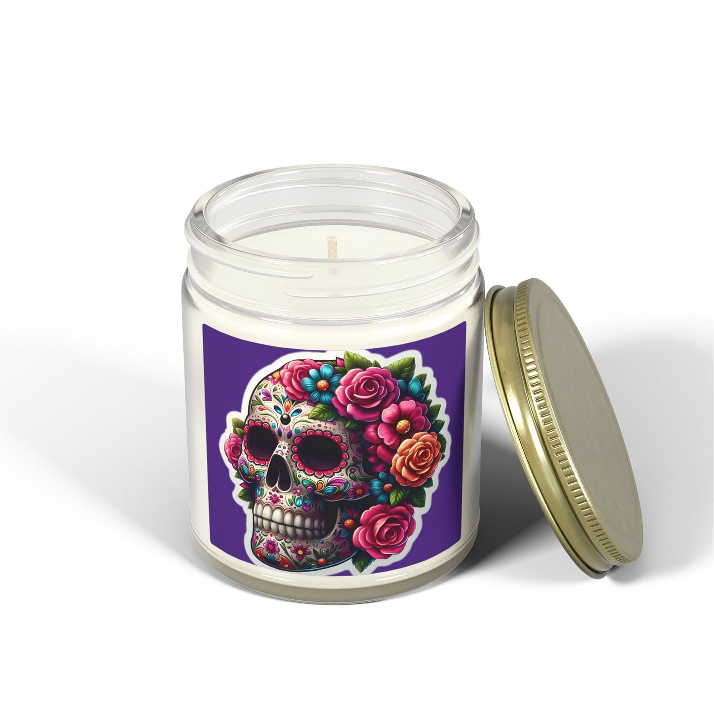 Day of the Dead Sugar Skull Scented Candle — Coconut Apricot Wax (4oz & 9oz)
