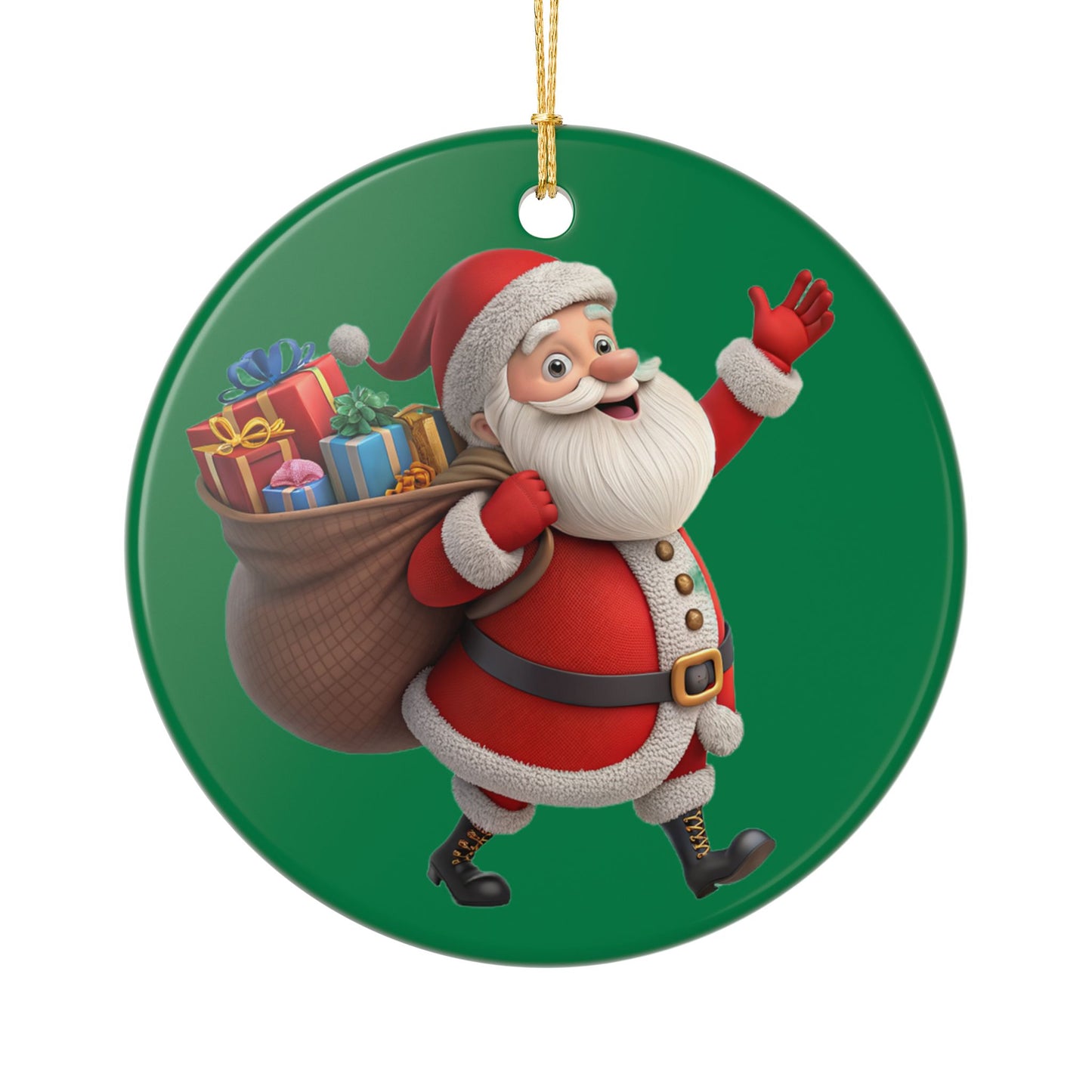 Santa Claus Ceramic Ornament – Double-Sided Christmas Tree Decoration