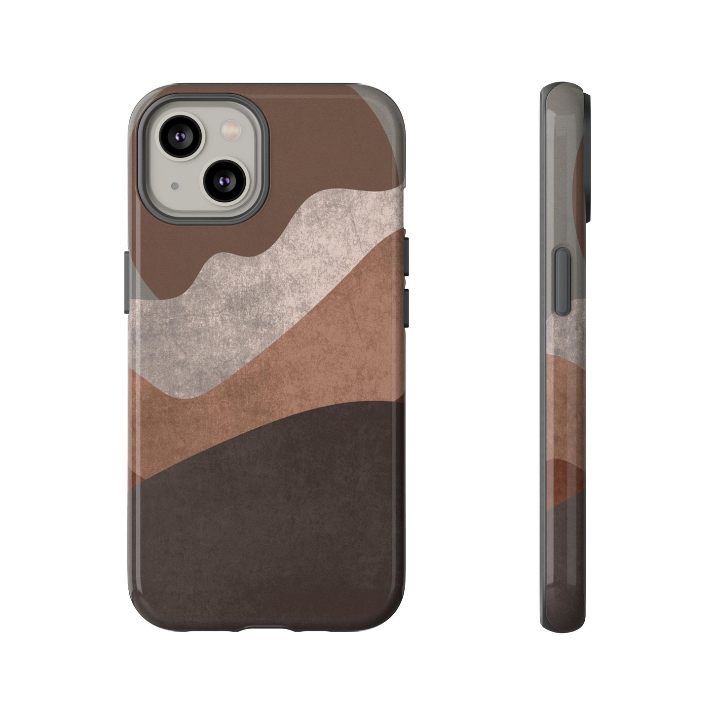 Abstract Earthtone Phone Case — Brown Layered Rugged Tough Case