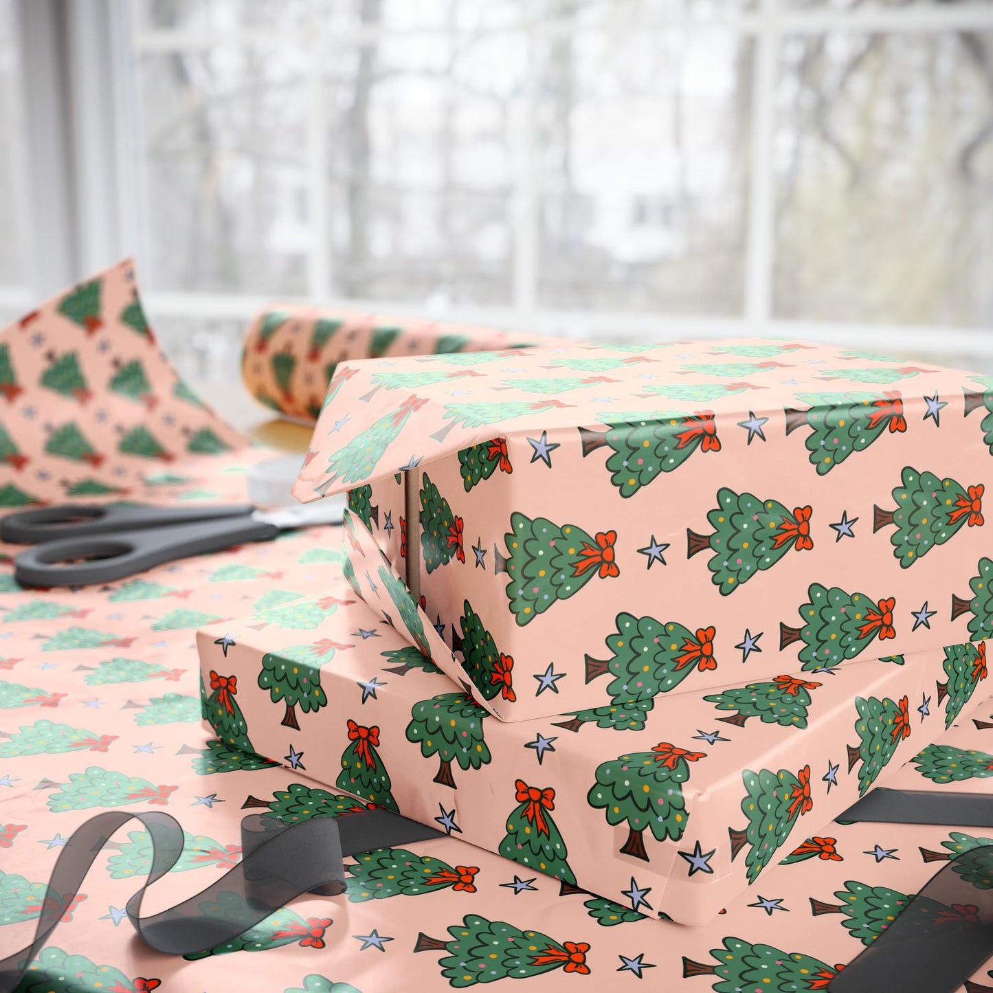 Christmas Tree Pattern Wrapping Paper Roll — Festive Gift Wrap for Holidays & Parties