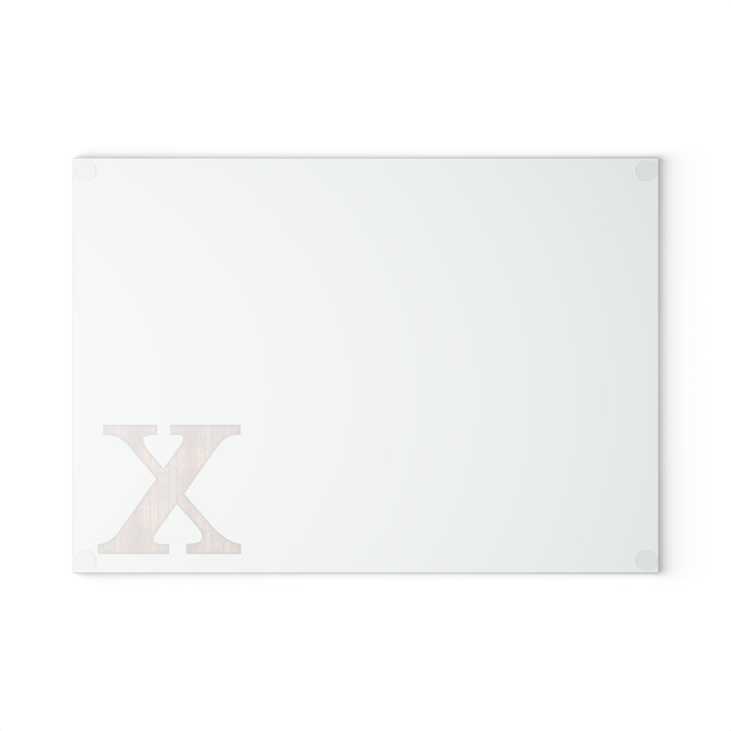Monogram Glass Cutting Board — Minimal Mint or Clear Glass with Wood 'X' Accent