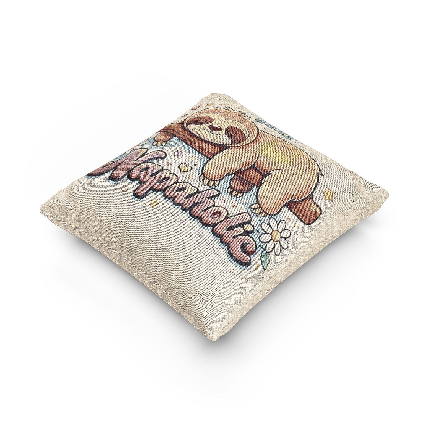 Sloth Napaholic Woven Pillow — Cute Napaholic Decorative Throw Pillow