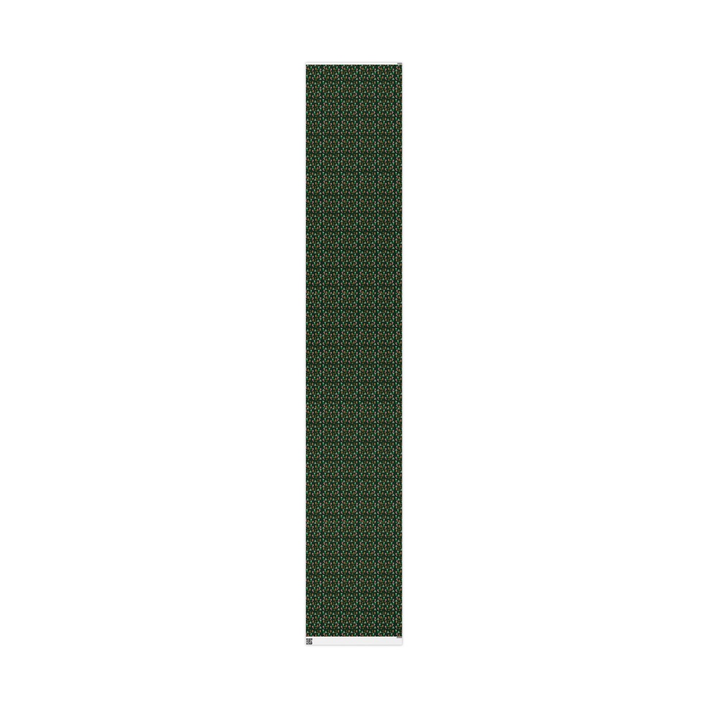 Christmas Wrapping Paper Roll — Gingerbread & Candy Cane Pattern on Dark Green