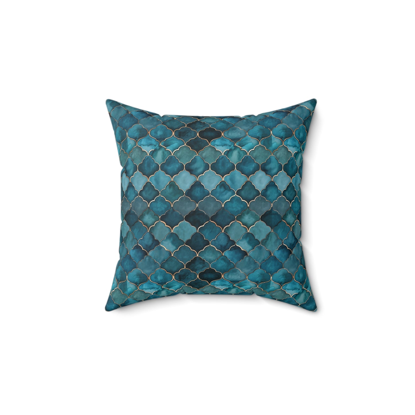 Teal Moroccan Tile Decorative Pillow — Spun Polyester Square Throw Cushion
